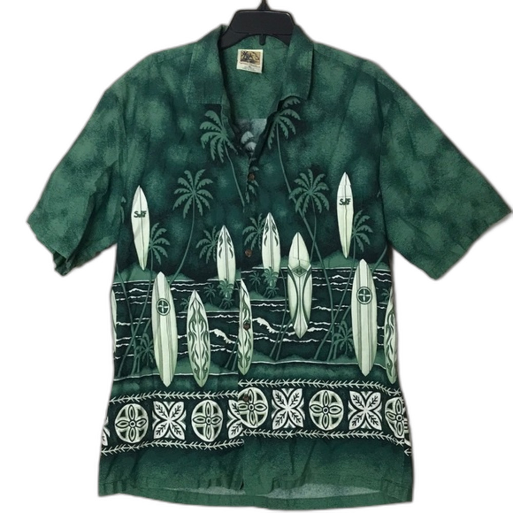 Vtg Winnie fashion Hawaiian 100% cotton button down shirt size XL men tropical